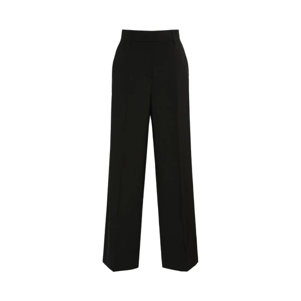 Visivo Stretch Wool Palazzo Trousers in Black
