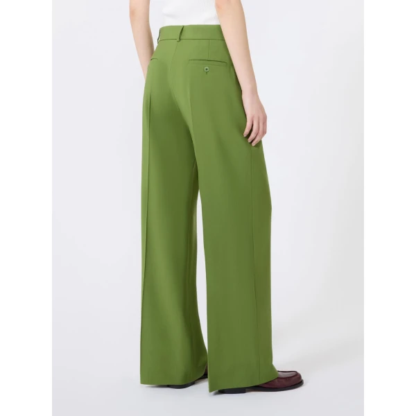 Max Mara Visivo Stretch Wool Palazzo Trousers in Green | Wide leg pants | Coveti
