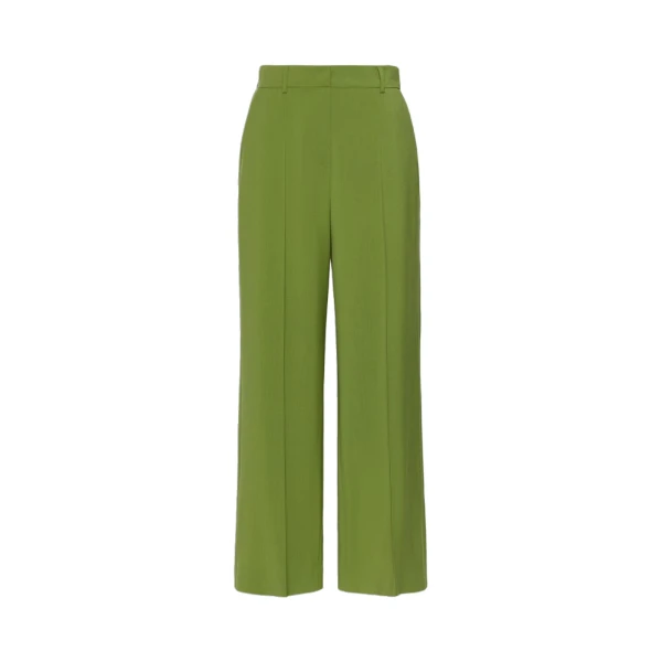Visivo Stretch Wool Palazzo Trousers in Green