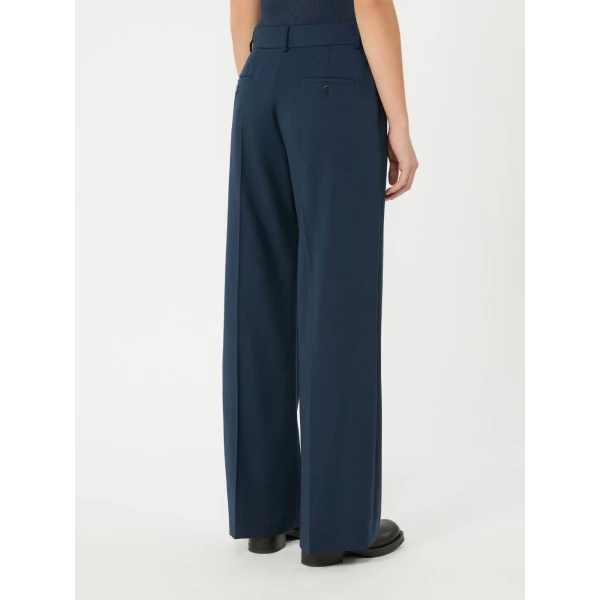 Max Mara Visivo Stretch Wool Palazzo Trousers in Navy | Wide leg pants | Coveti