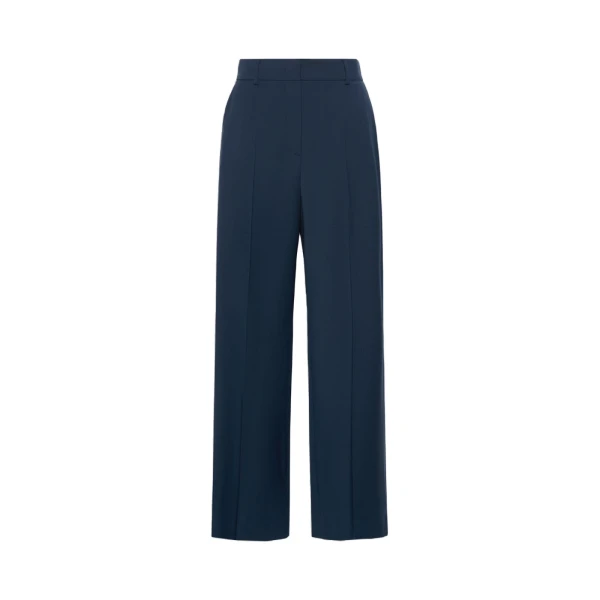 Max Mara Visivo Stretch Wool Palazzo Trousers in Navy | Wide leg pants | Coveti