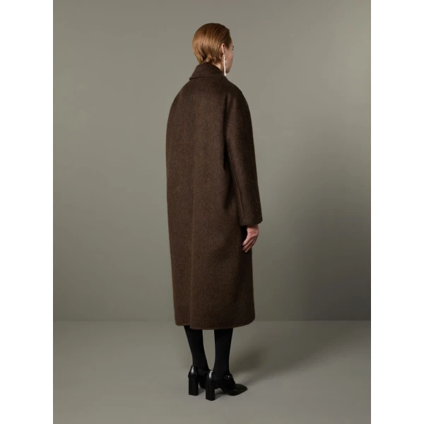 Max Mara Vista Oversized Cashmere and Mohair Coat in Dark Brown | Wool Coat | Coveti