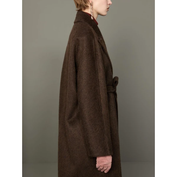 Max Mara Vista Oversized Cashmere and Mohair Coat in Dark Brown | Wool Coat | Coveti
