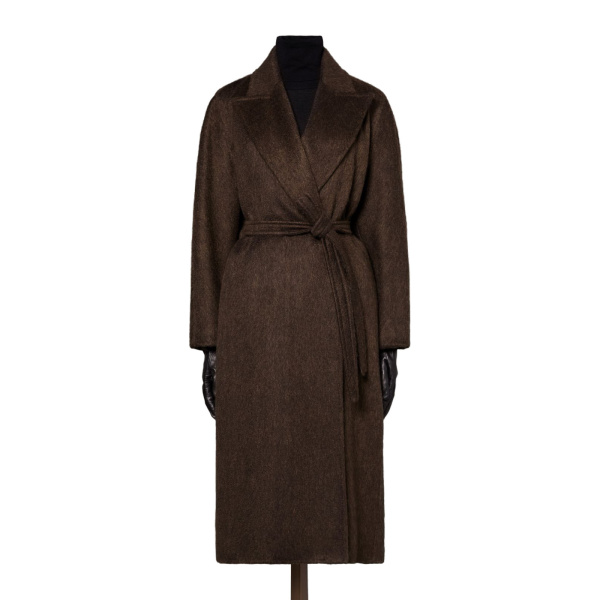 Max Mara Vista Oversized Cashmere and Mohair Coat in Dark Brown | Wool Coat | Coveti