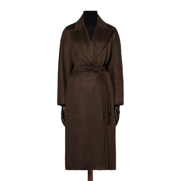 Vista Oversized Cashmere and Mohair Coat in Dark Brown