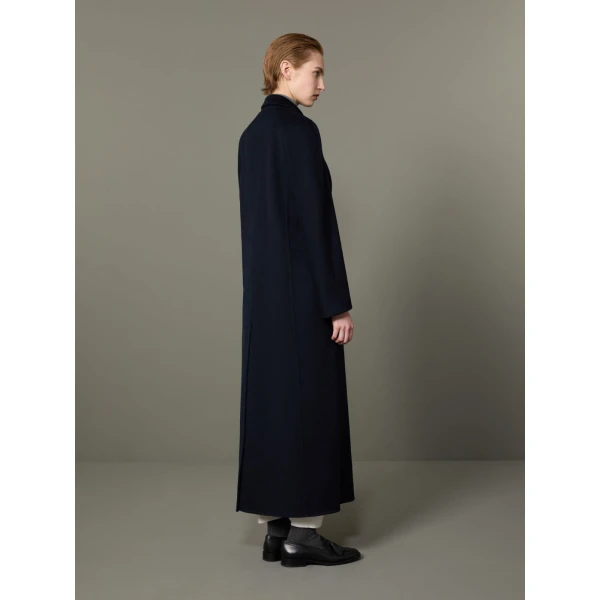 Max Mara Volante Brushed Cashmere Double-Breasted Coat in Midnight Blue | Wool Coat | Coveti