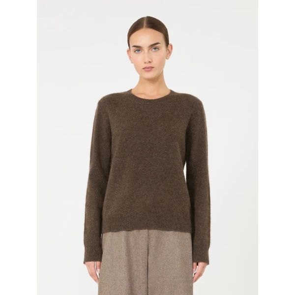 Max Mara Voliera Yak Wool Crew-Neck Sweater in Brown | Sweaters | Coveti