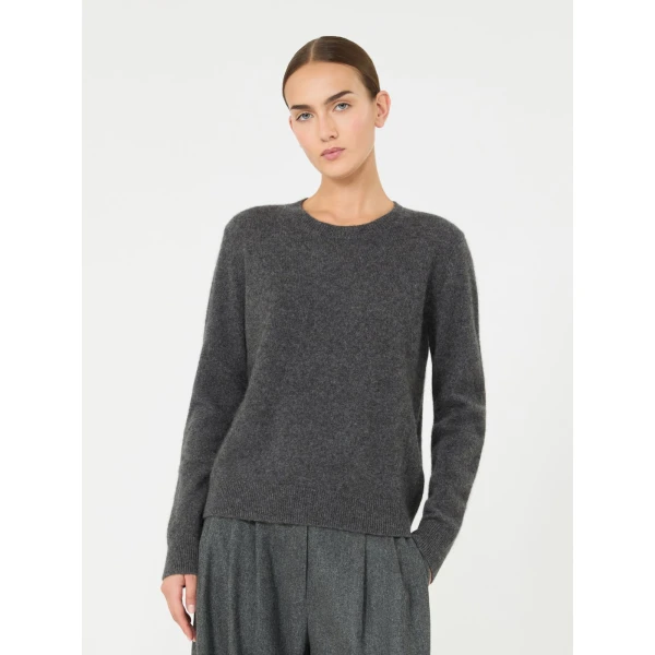 Max Mara Voliera Yak Wool Crew-Neck Sweater in Medium Grey | Sweaters | Coveti
