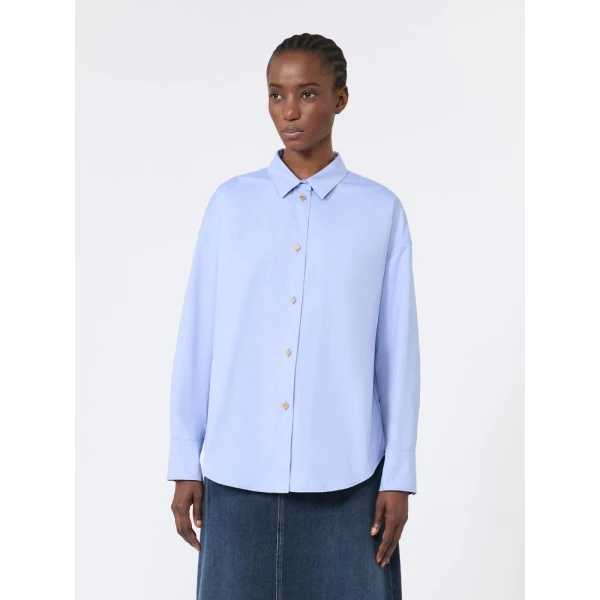 Max Mara Volonta Cotton Oxford Shirt in Light Blue | Shirts | Coveti