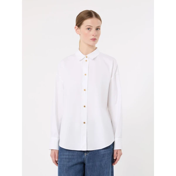 Max Mara Volonta Cotton Oxford Shirt in White | Shirts | Coveti
