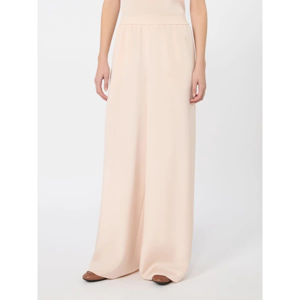Max Mara Volonta Relaxed Heavy Silk Trousers in Pink | Wide leg pants | Coveti
