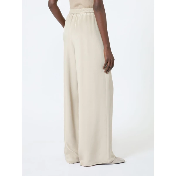 Max Mara Volonta Relaxed Heavy Silk Trousers in Stone Grey | Wide leg pants | Coveti