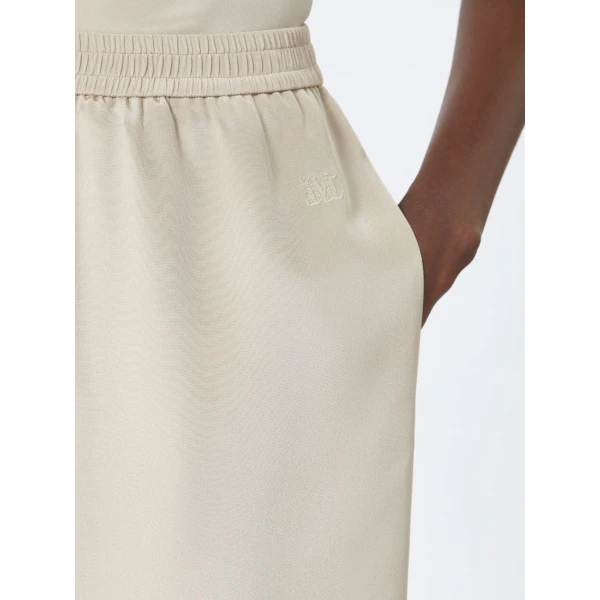 Max Mara Volonta Relaxed Heavy Silk Trousers in Stone Grey | Wide leg pants | Coveti