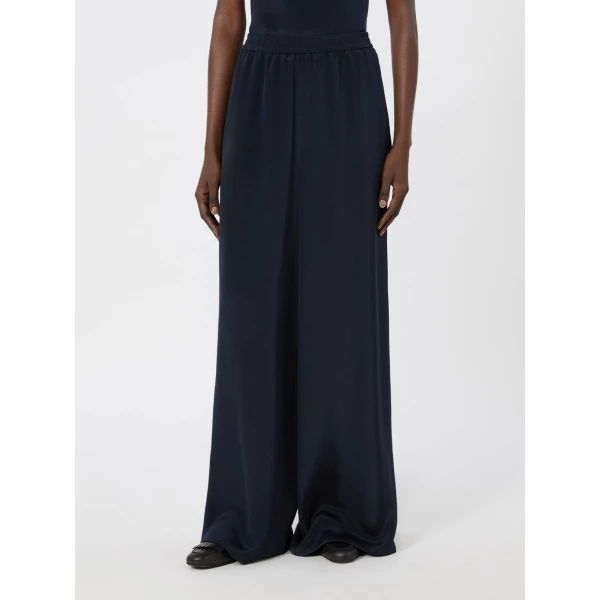 Max Mara Volonta Relaxed Heavy Silk Trousers in Ultramarine | Wide leg pants | Coveti