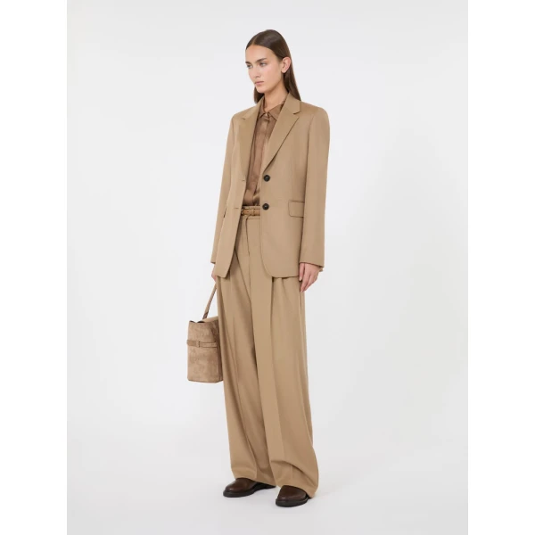 Max Mara Volpino Single-Breasted Wool Broadcloth Blazer in Camel | Blazers | Coveti