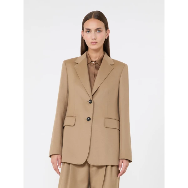Max Mara Volpino Single-Breasted Wool Broadcloth Blazer in Camel | Blazers | Coveti