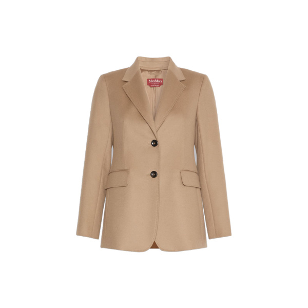 Max Mara Volpino Single-Breasted Wool Broadcloth Blazer in Camel | Blazers | Coveti