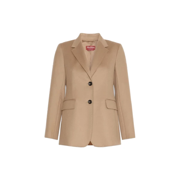 Volpino Single-Breasted Wool Broadcloth Blazer in Camel