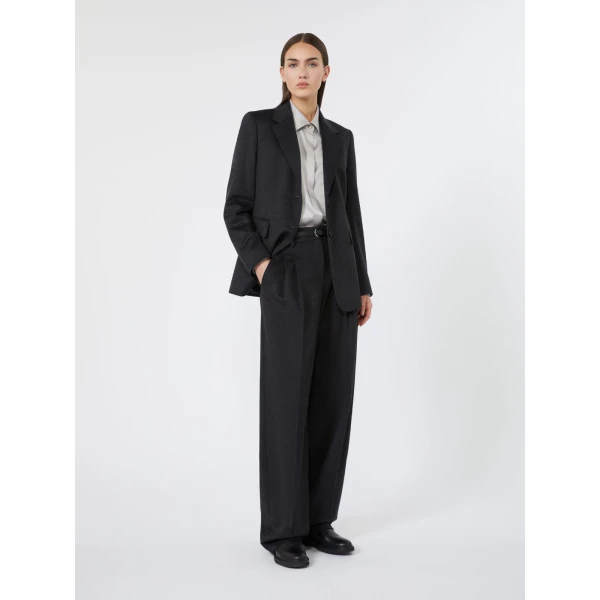 Max Mara Volpino Single-Breasted Wool Broadcloth Blazer in Dark Grey | Blazers | Coveti