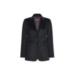 Max Mara Volpino Single-Breasted Wool Broadcloth Blazer in Dark Grey | Blazers | Coveti