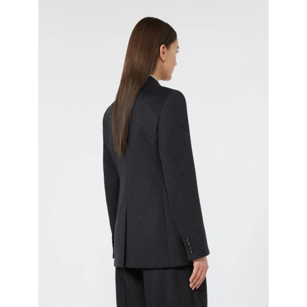Max Mara Volpino Single-Breasted Wool Broadcloth Blazer in Dark Grey | Blazers | Coveti