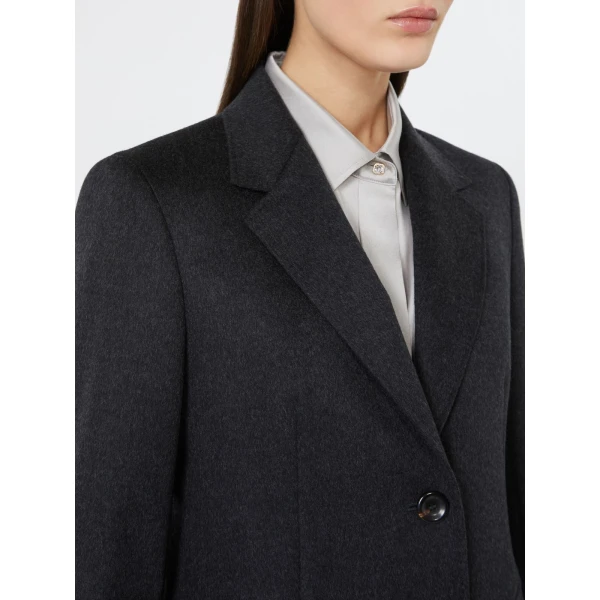 Max Mara Volpino Single-Breasted Wool Broadcloth Blazer in Dark Grey | Blazers | Coveti