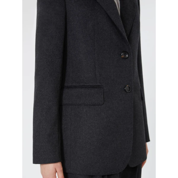 Max Mara Volpino Single-Breasted Wool Broadcloth Blazer in Dark Grey | Blazers | Coveti