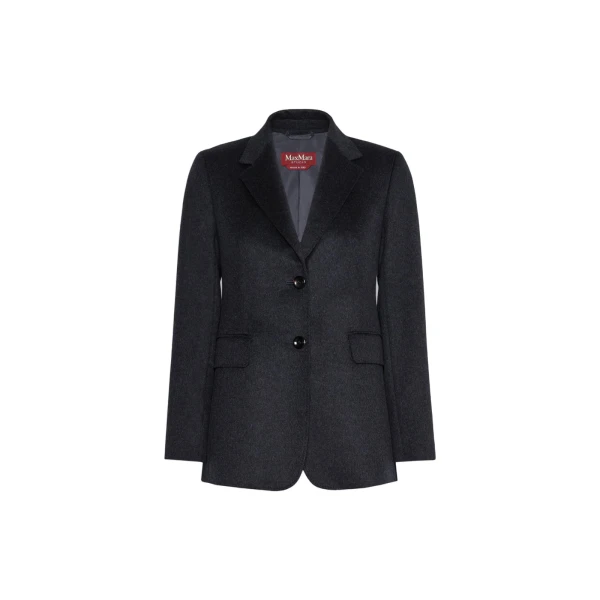 Max Mara Volpino Single-Breasted Wool Broadcloth Blazer in Dark Grey | Blazers | Coveti