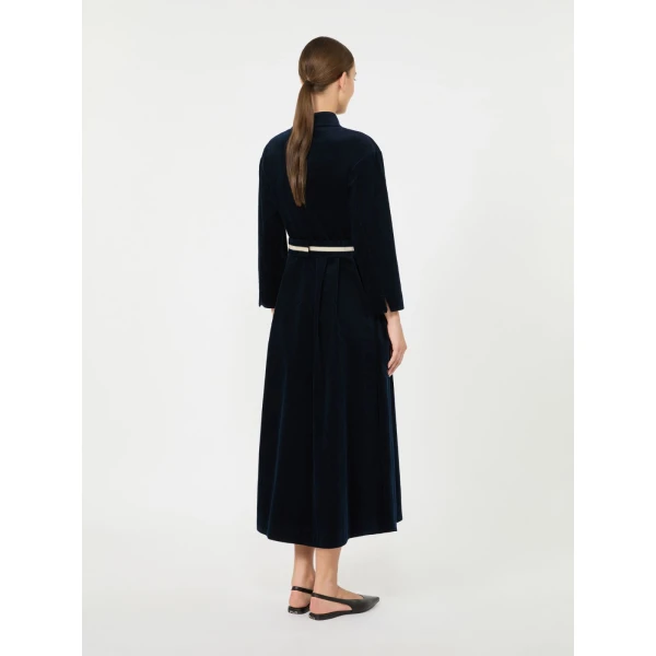 Max Mara Vortice Corduroy Shirt Dress in Midnight Blue | Shirtdress | Coveti
