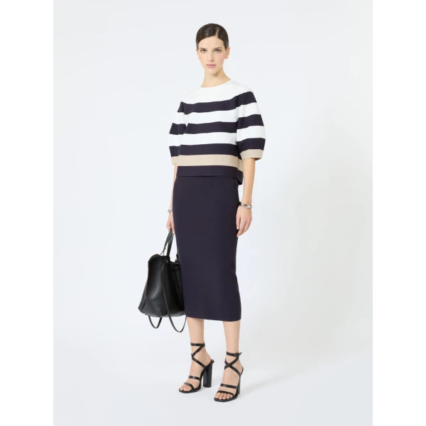 Max Mara Voto Viscose Yarn Cropped Sweater in Ultramarine | Sweaters | Coveti