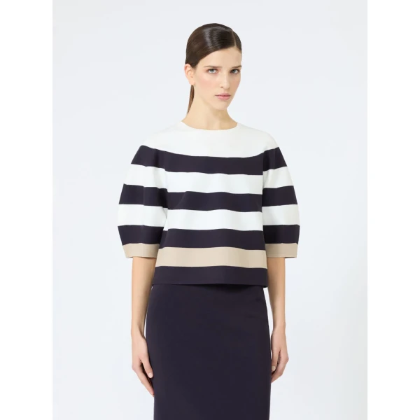 Max Mara Voto Viscose Yarn Cropped Sweater in Ultramarine | Sweaters | Coveti