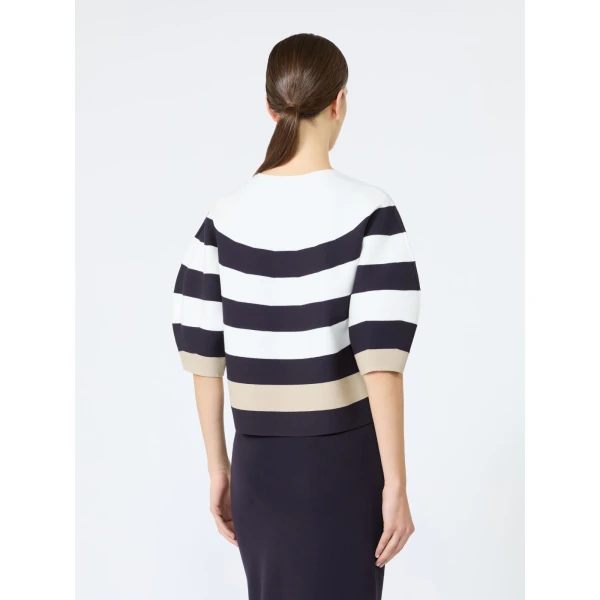 Max Mara Voto Viscose Yarn Cropped Sweater in Ultramarine | Sweaters | Coveti
