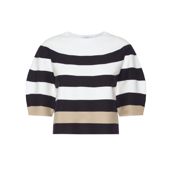 Max Mara Voto Viscose Yarn Cropped Sweater in Ultramarine | Sweaters | Coveti