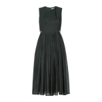 Max Mara Wally Organza Fit-and-Flare Dress in Moss Green | Midi Dresses | Coveti