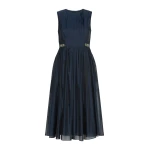Max Mara Wally Organza Fit-and-Flare Dress in Ultramarine | Midi Dresses | Coveti