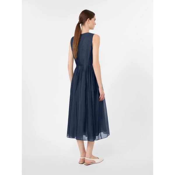 Max Mara Wally Organza Fit-and-Flare Dress in Ultramarine | Midi Dresses | Coveti