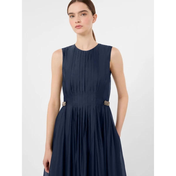 Max Mara Wally Organza Fit-and-Flare Dress in Ultramarine | Midi Dresses | Coveti