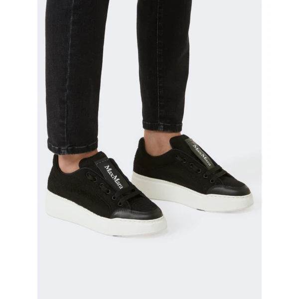 Max Mara Water-Repellent Camel Trainers in Black | Sneakers | Coveti