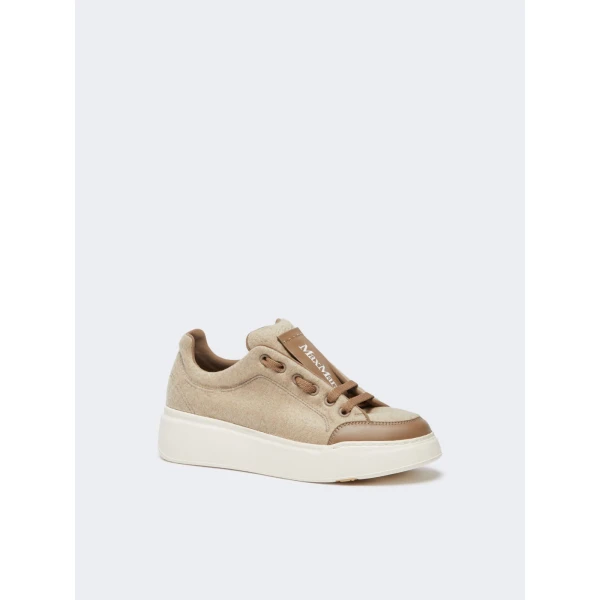 Max Mara Water-Repellent Cashmere Trainers in Beige | Sneakers | Coveti