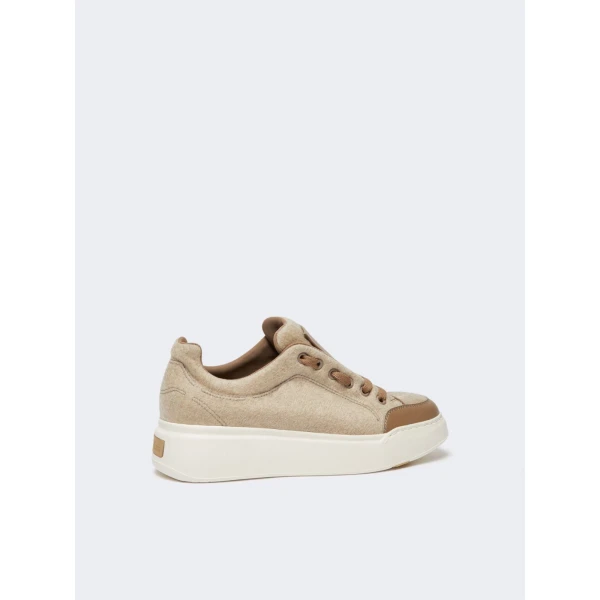 Max Mara Water-Repellent Cashmere Trainers in Beige | Sneakers | Coveti