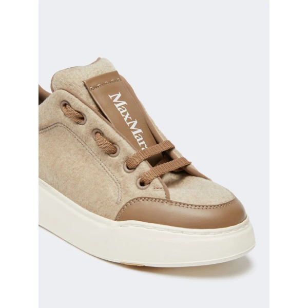 Max Mara Water-Repellent Cashmere Trainers in Beige | Sneakers | Coveti
