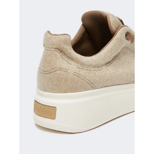Max Mara Water-Repellent Cashmere Trainers in Beige | Sneakers | Coveti