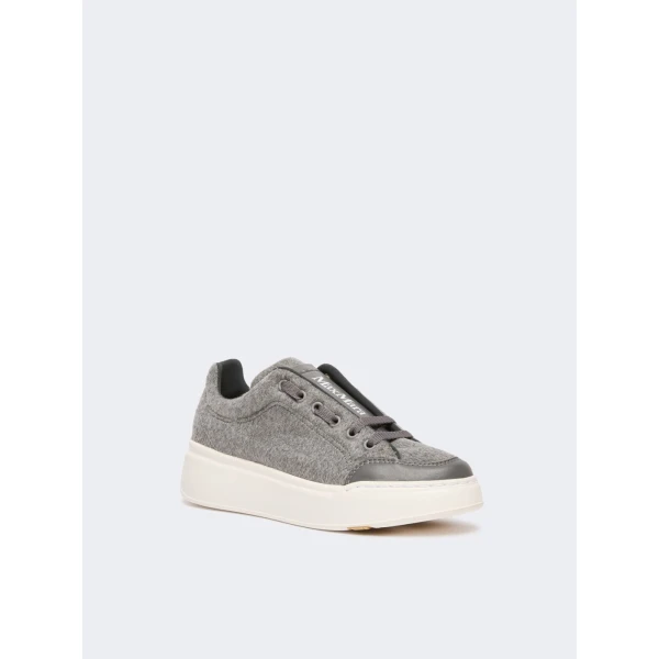 Max Mara Water-Repellent Cashmere Trainers in Dark Grey | Sneakers | Coveti