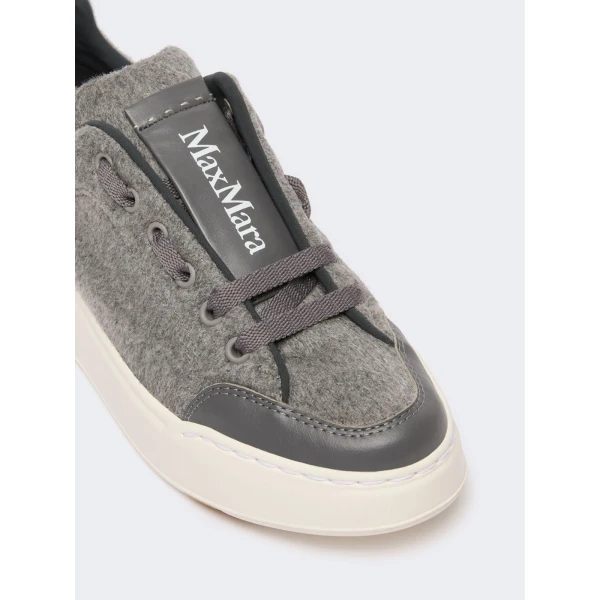 Max Mara Water-Repellent Cashmere Trainers in Dark Grey | Sneakers | Coveti