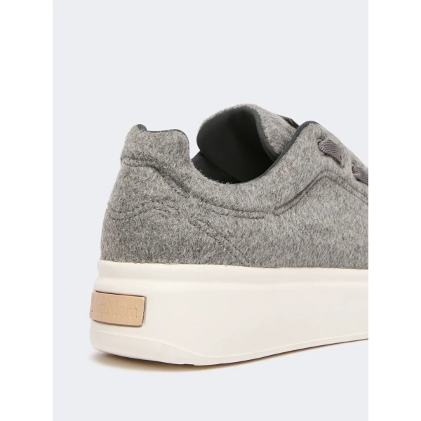 Max Mara Water-Repellent Cashmere Trainers in Dark Grey | Sneakers | Coveti