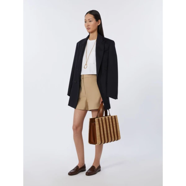 Max Mara Whitney Bag 6 Medium Wicker in Beige | Totes & Top-Handle Bags | Coveti