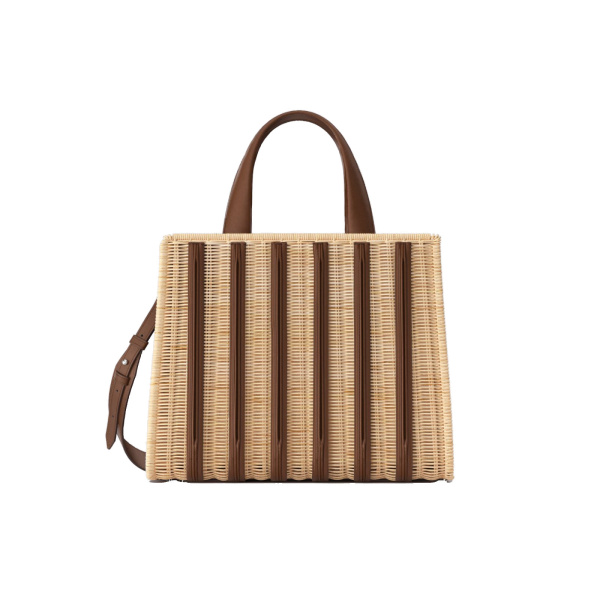 Max Mara Whitney Bag 6 Medium Wicker in Beige | Totes & Top-Handle Bags | Coveti