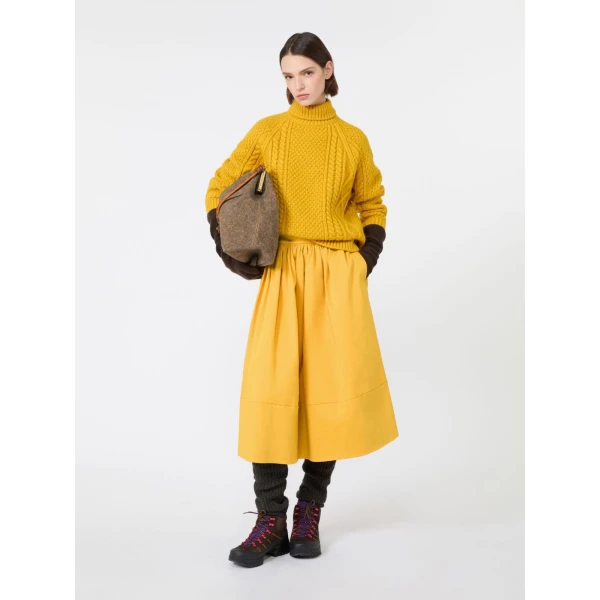 Max Mara Wool Aran Turtleneck Jumper in Yellow | Turtlenecks | Coveti