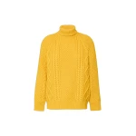 Max Mara Wool Aran Turtleneck Jumper in Yellow | Turtlenecks | Coveti