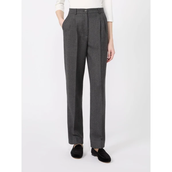 Max Mara Wool Carrot Trousers in Medium Grey | Tailored pants | Coveti